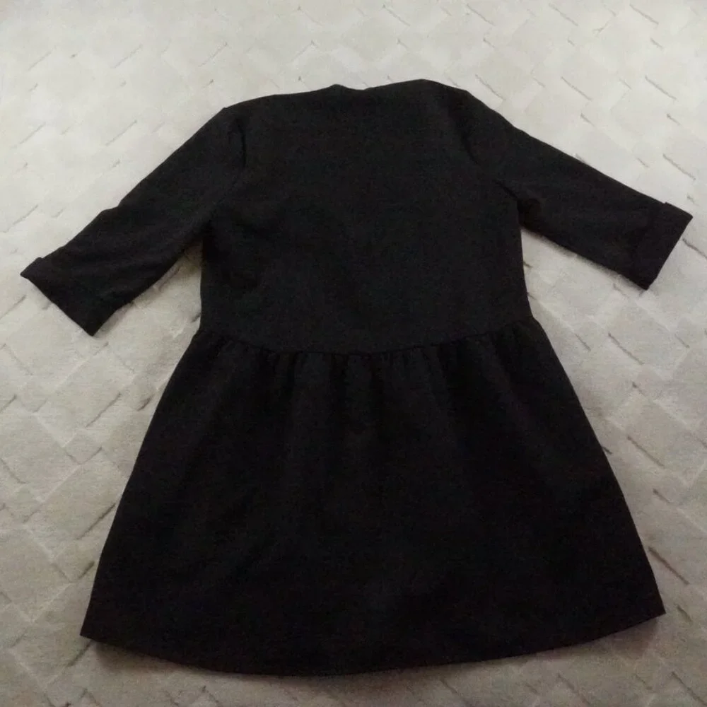 Tuckernuck Mini Shirt Dress Womens Medium Solid Black Long Sleeve